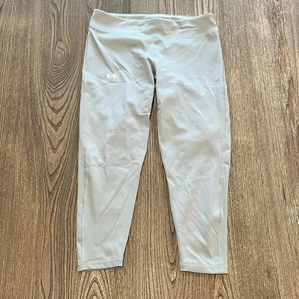 Under Armour Girls Youth Cropped Leggings Mid Rise Pull-On Stretch Gray Size YLG